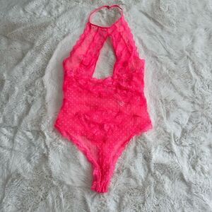 Victoria’s Secret bright pink size L lingerie bodysuit